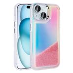 iPhone 15 İle Uyumlu Kılıf Airbagli Renkli Arka Yüzey Boncuk Tasarımlı Kumul Kapak 32843 Pembe