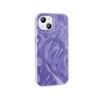 iPhone 15 İle Uyumlu Kılıf Kablosuz Şarj Özellikli Fırça Boya Desenli Palet Kapak 32141 Mor