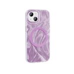 iPhone 15 İle Uyumlu Kılıf Kablosuz Şarj Özellikli Fırça Boya Desenli Palet Kapak 32141 Pembe