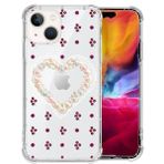 iPhone 15 ile uyumlu kılıf, kalp çiçekleri baskılı, şeffaf cep telefonu kılıfı, dört köşeli, hava yastıkları, TPU Softshell düşmeye karşı dayanıklı, çarpma önleyici ve kaymaz