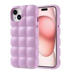 iPhone 15 İle Uyumlu Kılıf Parlak Esnek Silikon Dom Dom Kapak 32673 Lila