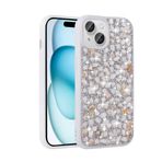 iPhone 15 İle Uyumlu Kılıf Parlak Taşlı Tasarım Linea Kapak 30741 Beyaz