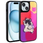 iPhone 15 İle Uyumlu Kılıf Parlayan Kabartmalı İkonik Figürlü Amas Silikon Kapak 31185 Mor