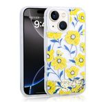 iPhone 15 İle Uyumlu Kılıf Sıvılı Simli Baskılı Şeffaf Arka Yüzey Mossa Silikon Kapak