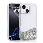 iPhone 15 İle Uyumlu Kılıf Sıvılı Simli Şeffaf Arka Yüzey Keto Silikon Kapak 35543 Gümüş