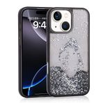 iPhone 15 İle Uyumlu Kılıf Sıvılı Simli Şeffaf Arka Yüzey Keto Silikon Kapak 35543 Siyah