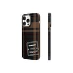 iPhone 15 İle Uyumlu Pro Kılıf Ekose Desenli Youngkit Gezhi Serisi Kapak Kahverengi