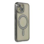 İphone 15 Kılıf Joke Simli Magneticsafe Kılıf - Gri