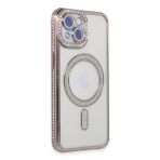 İphone 15 Kılıf Joke Simli Magneticsafe Kılıf - Pembe