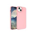iPhone 15 Kılıf Kamera Korumalı UyumluKadife İç Yüzeyli Silikon Kapak Açık Pembe