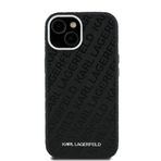 İphone 15 Kılıf Karl Lagerfeld Lisanslı Pu Deri Damgalı Metal Yazı Logolu Kapak