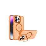 İphone 15 Metal Bracket Turuncu Magsafe Mat Plastik Kılıf