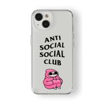 iPhone 15 Plus ile Uyumlu Anti Social Tasarım Baskılı Şeffaf Kılıf