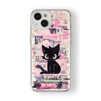 iPhone 15 Plus ile Uyumlu Black Cat Tasarım Baskılı Şeffaf Kılıf