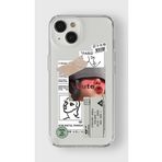 Iphone 15 Plus ile Uyumlu Cute Kolaj Tasarım Baskılı Şeffaf Kılıf