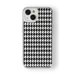 iPhone 15 Plus ile Uyumlu Houndstooth Tasarım Baskılı Şeffaf Kılıf