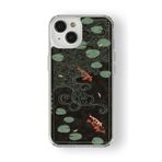 iPhone 15 Plus ile Uyumlu Japon Balıkları Tasarım Baskılı Şeffaf Kılıf