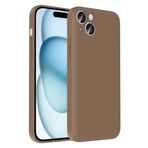 iPhone 15 Plus İle Uyumlu Kılıf Kamera Korumalı Kartlık Hazneli Vitra Kapak Kahverengi