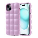iPhone 15 Plus İle Uyumlu Kılıf Parlak Esnek Silikon Dom Dom Kapak 32674 Lila
