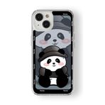 iPhone 15 Plus ile Uyumlu Panda Tasarım Baskılı Şeffaf Kılıf