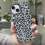 iPhone 15 Plus kılıf 6,7 inç, leopar desenli tasarım kız estetik kılıf kapak, modaya uygun estetik TPU dayanıklı cep telefonu kılıfı (Leopard03-black, iPhone15 Plus)