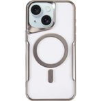 iPhone 15 Plus Kılıf Boyi Magsafe Silikon Kapak - Gümüş-(5796)