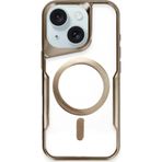 iPhone 15 Plus Kılıf Boyi Magsafe Silikon Kapak - Kahverengi-(5796)