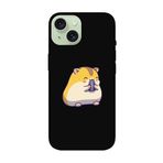 iPhone 15 Plus Sevimli Hamster Siyah Telefon Kılıfı
