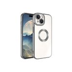 iPhone 15 Plus Uyumlu Logo Gösteren Arkası Şeffaf Kenarları Renkli Titanium Telefon Kılıfı