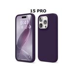 iPhone 15 Pro Derin Mor Silikon Kılıf Leke Tutmaz İçi Süet Silinebilir Kamera Yükseltili Kapak