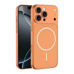 iPhone 15 Pro için Magsafe ile Uyumlu Parmak İzi Tutmayan Alüminyum Görünümlü Kılıf Süper Wireless Kablosuz Şarj Destekli Sert ve Dayanıklı Polikarbon Malzeme (Turuncu, iPhone 15 Pro)
