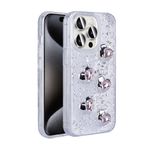 iPhone 15 Pro İle Uyumlu Kılıf Airbagli Simli Arka Yüzey Işıltı Silikon Kapak 31800 Beyaz-Kalp