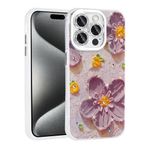 iPhone 15 Pro İle Uyumlu Kılıf Çiçek Desenli Parlak Taşlı Sert Silikon Garden Kapak 31805 Mor