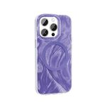 iPhone 15 Pro İle Uyumlu Kılıf Kablosuz Şarj Özellikli Fırça Boya Desenli Palet Kapak 32143 Mor
