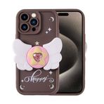 iPhone 15 Pro İle Uyumlu Kılıf Kamera Korumalı Figür Tasarımlı Kapya Kapak 32515 Koyu Kahve