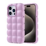 iPhone 15 Pro İle Uyumlu Kılıf Parlak Esnek Silikon Dom Dom Kapak 32675 Lila