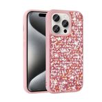 iPhone 15 Pro İle Uyumlu Kılıf Parlak Taşlı Tasarım Linea Kapak 30743 Pembe
