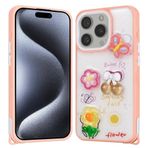iPhone 15 Pro İle Uyumlu Kılıf Parlayan Simli Kabartma Figürlü Cevze Kapak 31397 Pembe