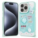 iPhone 15 Pro İle Uyumlu Kılıf Parlayan Simli Kabartma Figürlü Cevze Kapak 31397 Yeşil
