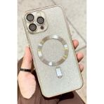 iPhone 15 Pro Kamera Korumalı Parlak Simli Magsafe Destekli Modern Shimmer Kılıf - Model - Gümüş