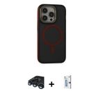 iPhone 15 Pro Kılıf Ahenk Form Serisi - Siyah Bilvis 0.18mm Plus Cam Ekran Koruyucu + Lacivert