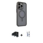 iPhone 15 Pro Kılıf Çekirdek Yansıma Prime - Siyah Bilvis 0.18mm Plus Cam Ekran Koruyucu + Laci