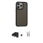 iPhone 15 Pro Kılıf Eksen Işık - Siyah Bilvis 0.18mm Plus Cam Ekran Koruyucu + Titanyum Gri Raz