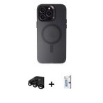 iPhone 15 Pro Kılıf Kozmos Çizgi Prime - Siyah Bilvis 0.18mm Plus Cam Ekran Koruyucu + Siyah Ra
