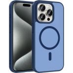 İphone 15 Pro Kılıf M-Safe Şarj Özellikli Zore Babet Kapak - Mavi