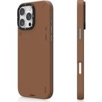 iPhone 15 Pro Kılıf Magsafe Özellikli Basit Mat Deri Desenli Youngkit Tech Fashion Serisi Kahverengi