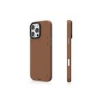 iPhone 15 Pro Max için Magsafe İle Uyumlu Kılıf Uyumlu Basit Mat Deri Desen Youngkit Tech Fashion Serisi Kahverengi