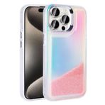 iPhone 15 Pro Max İle Uyumlu Kılıf Airbagli Renkli Arka Yüzey Boncuk Tasarımlı Kumul Kapak 32845 Pembe