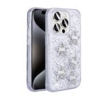 iPhone 15 Pro Max İle Uyumlu Kılıf Airbagli Simli Arka Yüzey Işıltı Silikon Kapak 31799 Beyaz-Yıldız