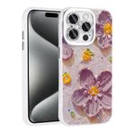 iPhone 15 Pro Max İle Uyumlu Kılıf Çiçek Desenli Parlak Taşlı Sert Silikon Garden Kapak 31806 Mor
